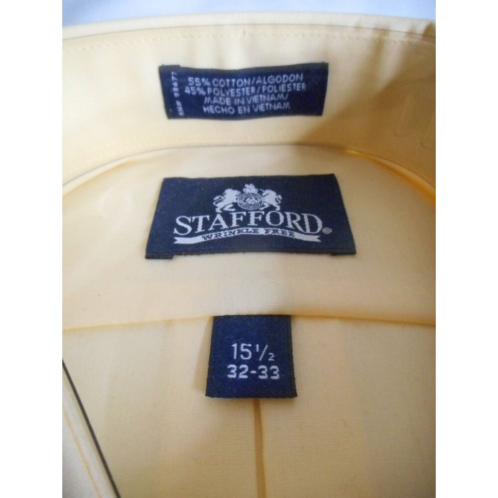 NWT NIB Vintage Mens Dress Shirt 15.5 32/33 long sleeve yellow Stafford - Picture 2 of 4